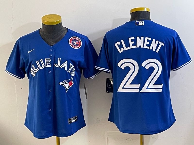 Women 2025 Nike Toronto Blue Jays #22 Clement Blue Game MLB Jersey 05->women mlb jersey->Women Jersey